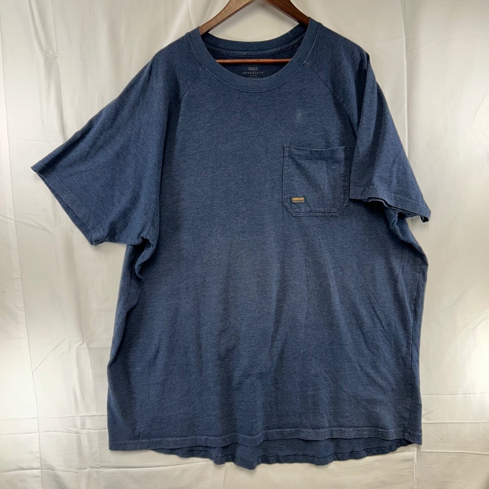 Ariat Rebar Cotton Strong T-Shirt Mens 3XL Tall Navy Blue Short Sleeve Pocket